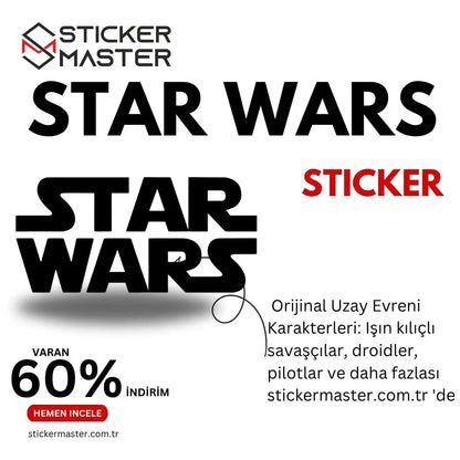 Sticker Master Star Wars Sticker – Uzay Temalı Retro Yazı Tasarımı 15 cm Sticker Master