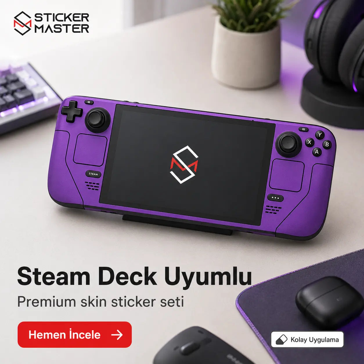 Steam Deck Uyumlu Skin Sticker Seti