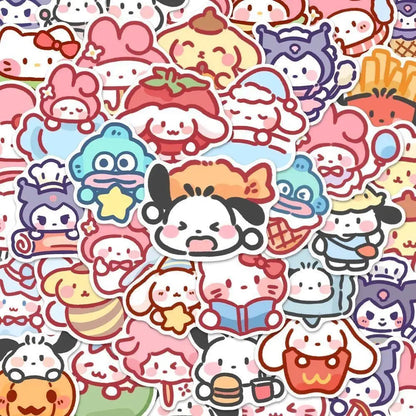 Sticker Master 100 ADET Kawaii Anime Sanrio Sticker Set Motor Oto Araç Laptop Telefon Çıkartma Etiket Sticker Master