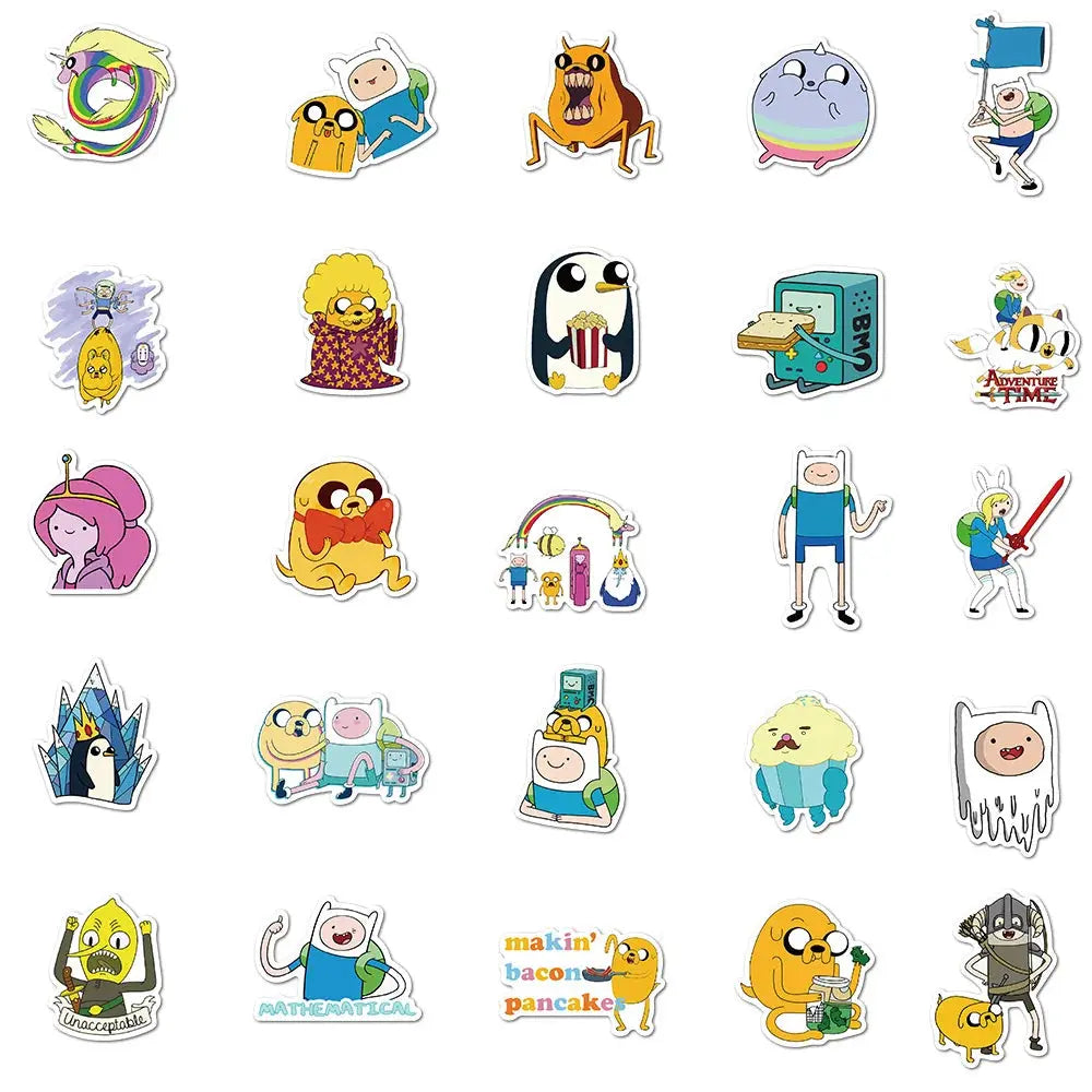 Sticker Master 100 Adet Adventure Time Çıkartmaları Çizgi Film Animasyon Bagaj Scooter Dizüstü Buzdolabı Grafiti Çıkartmaları Dekoratif Oyuncaklar Sevimli Sticker Set Motor Oto Araç Çıkartma Etiket Sticker Master