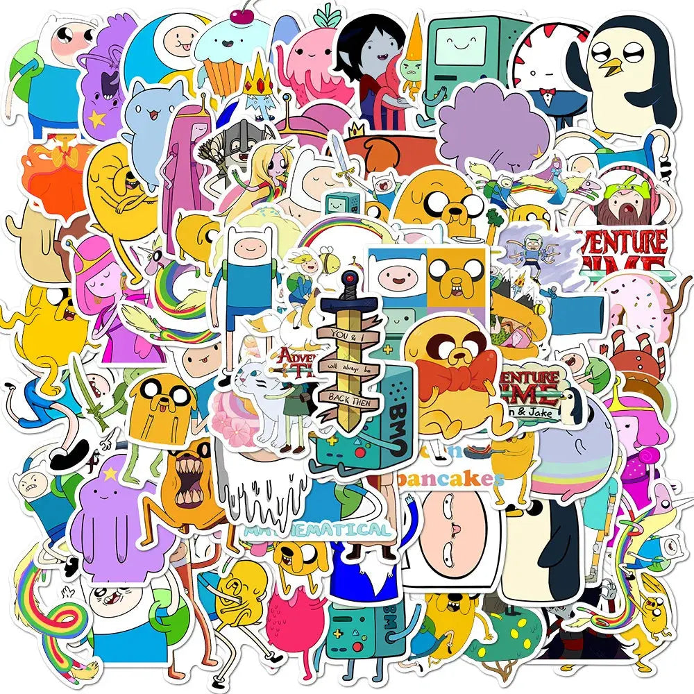 Sticker Master 100 Adet Adventure Time Çıkartmaları Çizgi Film Animasyon Bagaj Scooter Dizüstü Buzdolabı Grafiti Çıkartmaları Dekoratif Oyuncaklar Sevimli Sticker Set Motor Oto Araç Çıkartma Etiket Sticker Master
