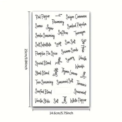 Sticker Master 138 Parça Su Geçirmez Baharat Kavanozu Etiket Seti – Şeffaf, Gıda Uyumlu, Mutfak Düzenleme Etiketi - Sticker Master