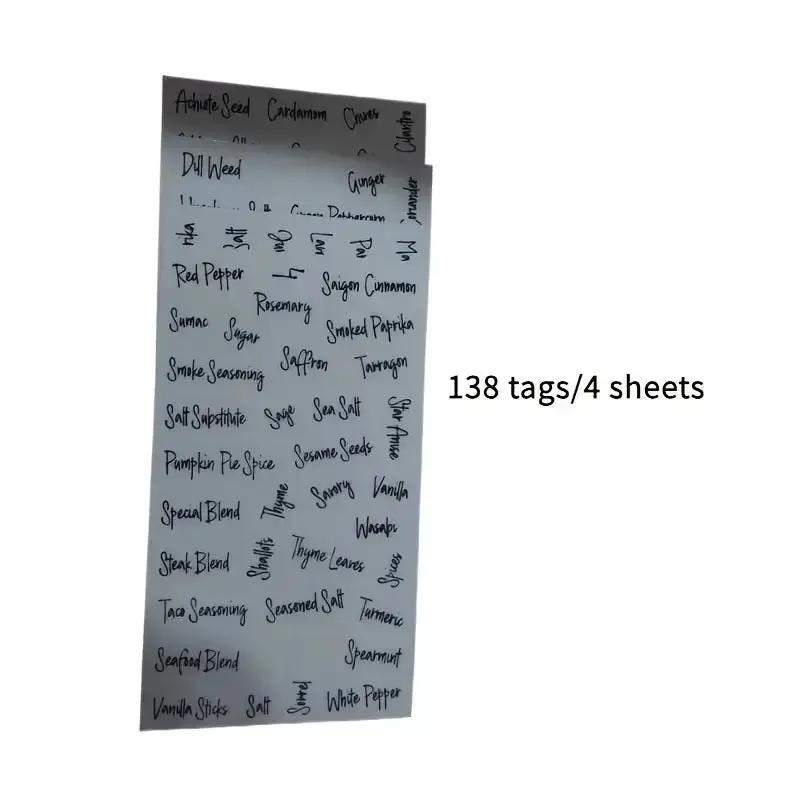Sticker Master 138 Parça Su Geçirmez Baharat Kavanozu Etiket Seti – Şeffaf, Gıda Uyumlu, Mutfak Düzenleme Etiketi - Sticker Master