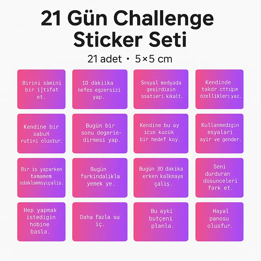 Sticker Master 21 Gün Kişisel Gelişim Challenge Oto, Motorsiklet, Kask, Laptop Sticker 5x5 Cm Sticker Master