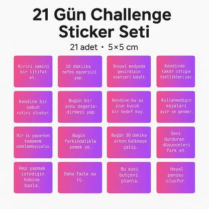 Sticker Master 21 Gün Kişisel Gelişim Challenge Oto, Motorsiklet, Kask, Laptop Sticker 5x5 Cm Sticker Master