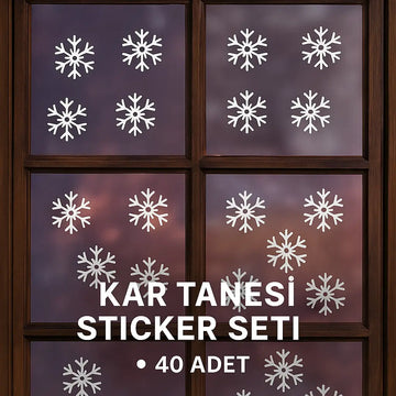 Sticker Master 40 Adet Beyaz Kar Tanesi Cam Kış Sticker - Yılbaşı Sticker- Yılbaşı Dekoru Etiket Çıkartma Sticker Master