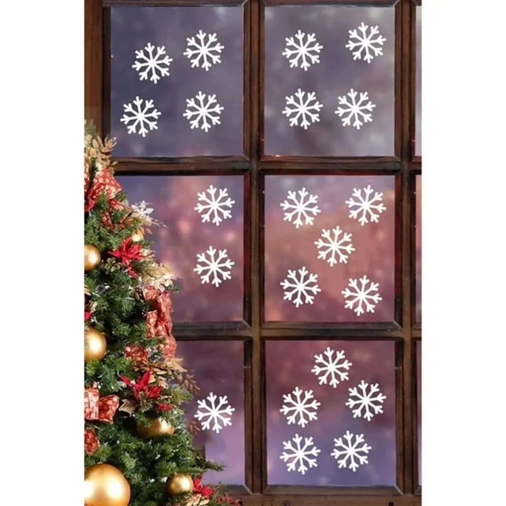 Sticker Master 40 Adet Beyaz Kar Tanesi Cam Kış Sticker - Yılbaşı Sticker- Yılbaşı Dekoru Etiket Çıkartma Sticker Master