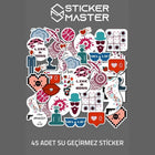 Modern Sanat Sticker Seti 45 Parça Soyut Etiketler | Sticker Master