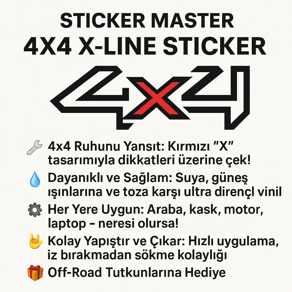 Sticker Master 4x4 Color Sticker Motor, Kask, Laptop, Araba, Oto Araç İçin Dayanıklı Etiket Decal 20 Cm Sticker Master