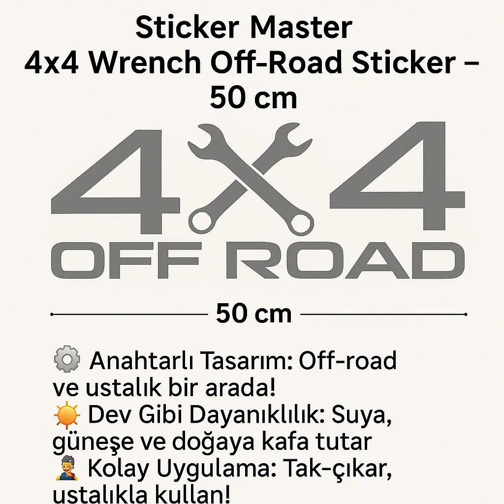 Sticker Master 4x4 Wrench Off-Road Sticker – 50 cm Ustalık ve Gücün Simgesi! Sticker Master