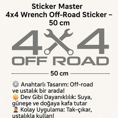 Sticker Master 4x4 Wrench Off-Road Sticker – 50 cm Ustalık ve Gücün Simgesi! Sticker Master