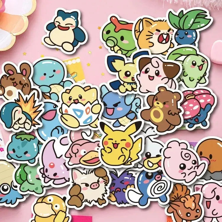 Sticker Master 50 ADET Kawaii Anime Pokemon Sticker Set Motor Oto Araç Laptop Telefon Çıkartma Etiket Sticker Master