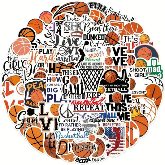 Sticker Master 50 adet Basketbol Vinil Çıkartmaları - Dizüstü Bilgisayarlar, Su Şişeleri, Kaykaylar, Arabalar | Su Geçirmez Çıkartmalar - Sporseverler için İlham Verici İfadeler ve Tasarımlar - Sticker Master