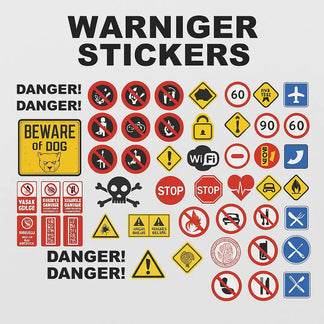 Sticker Master 50PCS Warning Stickers – Danger, Banning, Reminder Signs – Waterproof Decals for Laptop, Motorcycle, Helmet & More Sticker Master