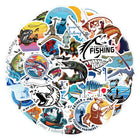 Balıkçılık Sticker Seti (60 Parça) Su Geçirmez Çıkartma | Sticker Master