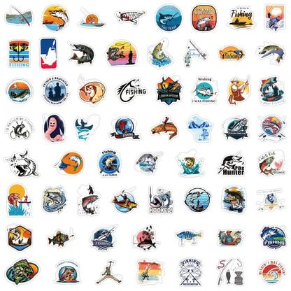 Sticker Master 60 Adet Deniz Balıkçılık Kaykay Motosiklet Gitar Bagaj Dizüstü Bilgisayar Bisiklet Çocuk Oyuncakları Sticker Set Motor Oto Araç Çıkartma Etiket Sticker Master