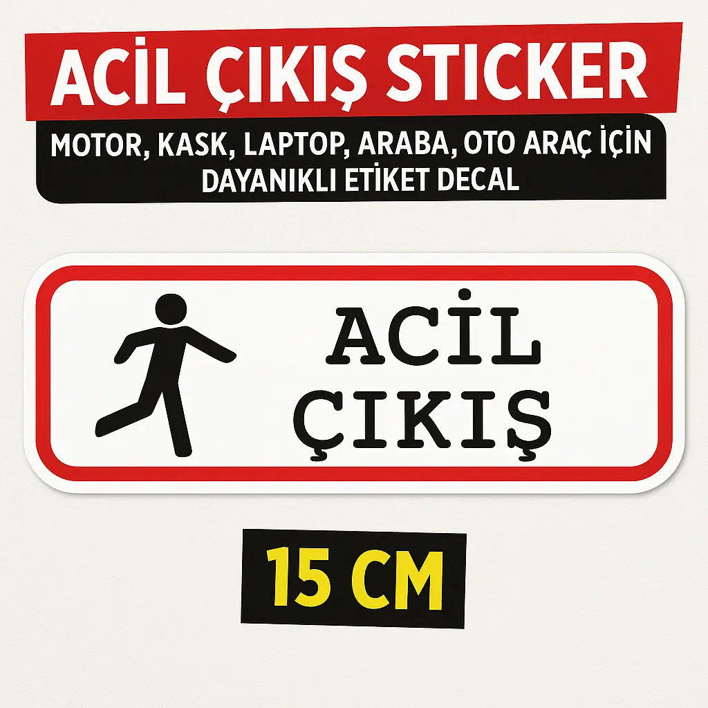 Sticker Master Acil Çıkış Sticker – 15 cm | Güvenlik Küçük Detaylarda Gizli! Sticker Master