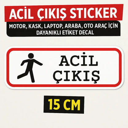 Sticker Master Acil Çıkış Sticker – 15 cm | Güvenlik Küçük Detaylarda Gizli! Sticker Master