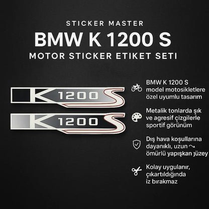Sticker Master BMW K 1200 S Motor Sticker Etiket Seti – 2 Parça Özel Tasarım Sticker Master