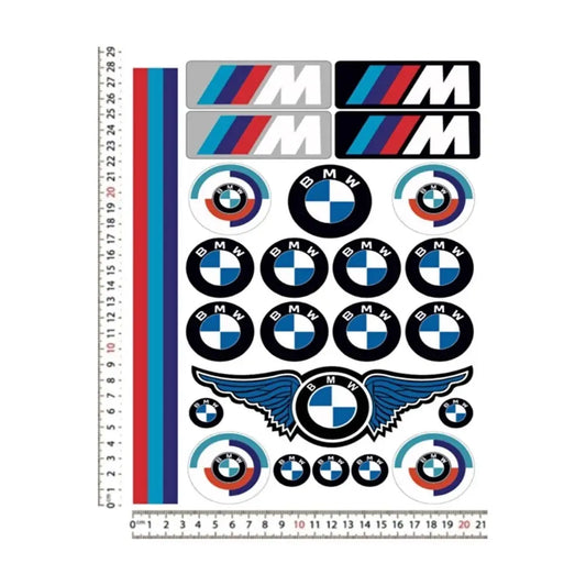 Sticker Master BMW M Mavi Motosiklet Kask Sticker Çıkartma Seti – 25 + Parça, Suya & UV’ye Dayanıklı Vinil Sticker Master