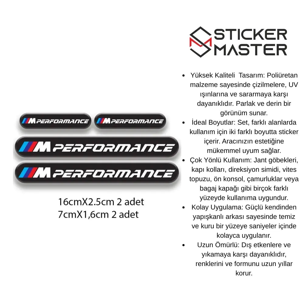 Sticker Master BMW Uyumlu M Performance 4'lü Sticker Seti - Premium Kalite Sticker Master