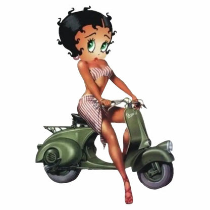 Sticker Master Betty Vespa Sticker Motor, Kask, Laptop, Araba, Oto Araç İçin Dayanıklı Etiket Decal 12 Cm Sticker Master