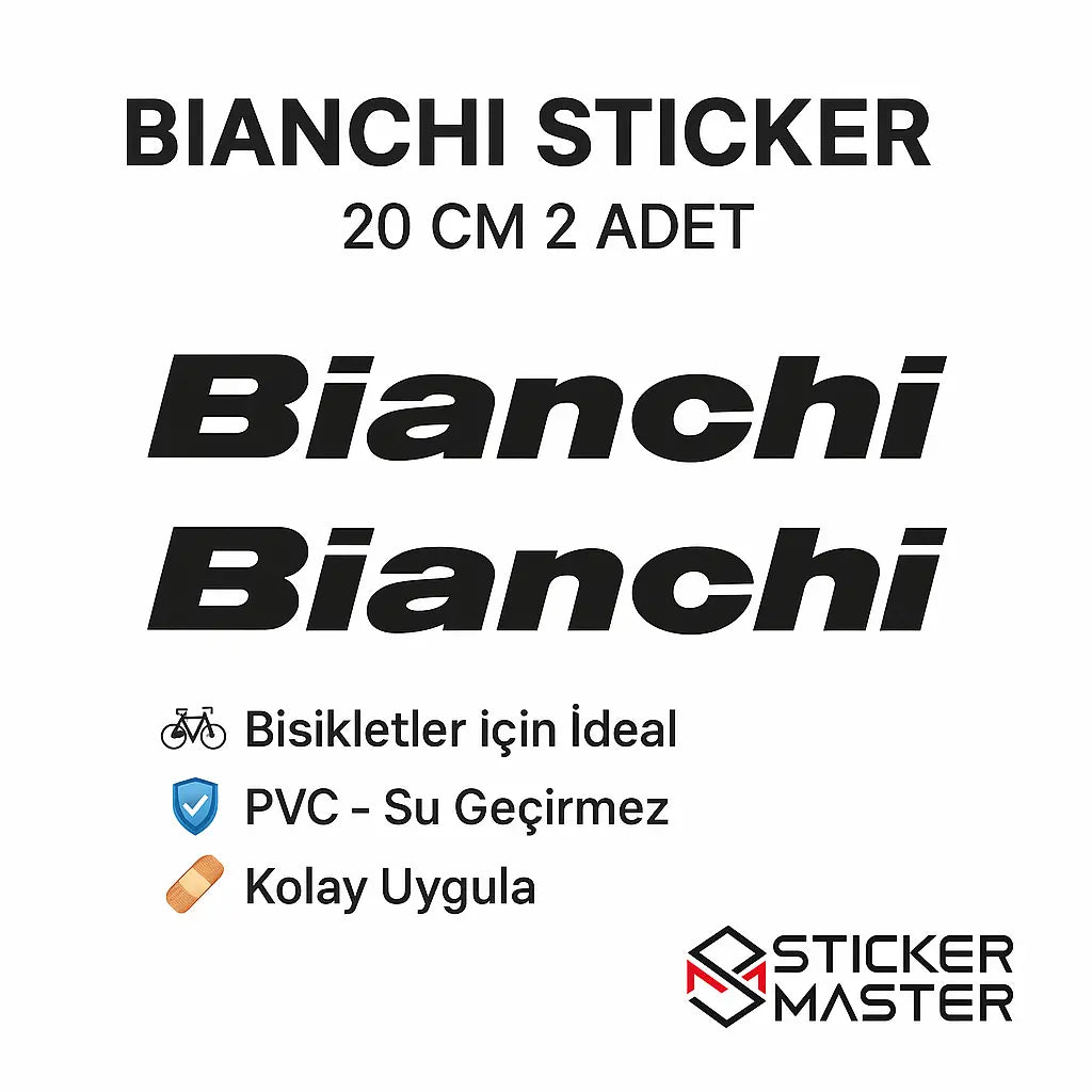 Sticker Master Bianchi Bisiklet Sağ Ve Sol Etiket Çıkartma Yapıştırma Sticker 20 Cm Sticker Master