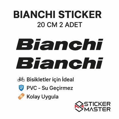 Sticker Master Bianchi Bisiklet Sağ Ve Sol Etiket Çıkartma Yapıştırma Sticker 20 Cm Sticker Master