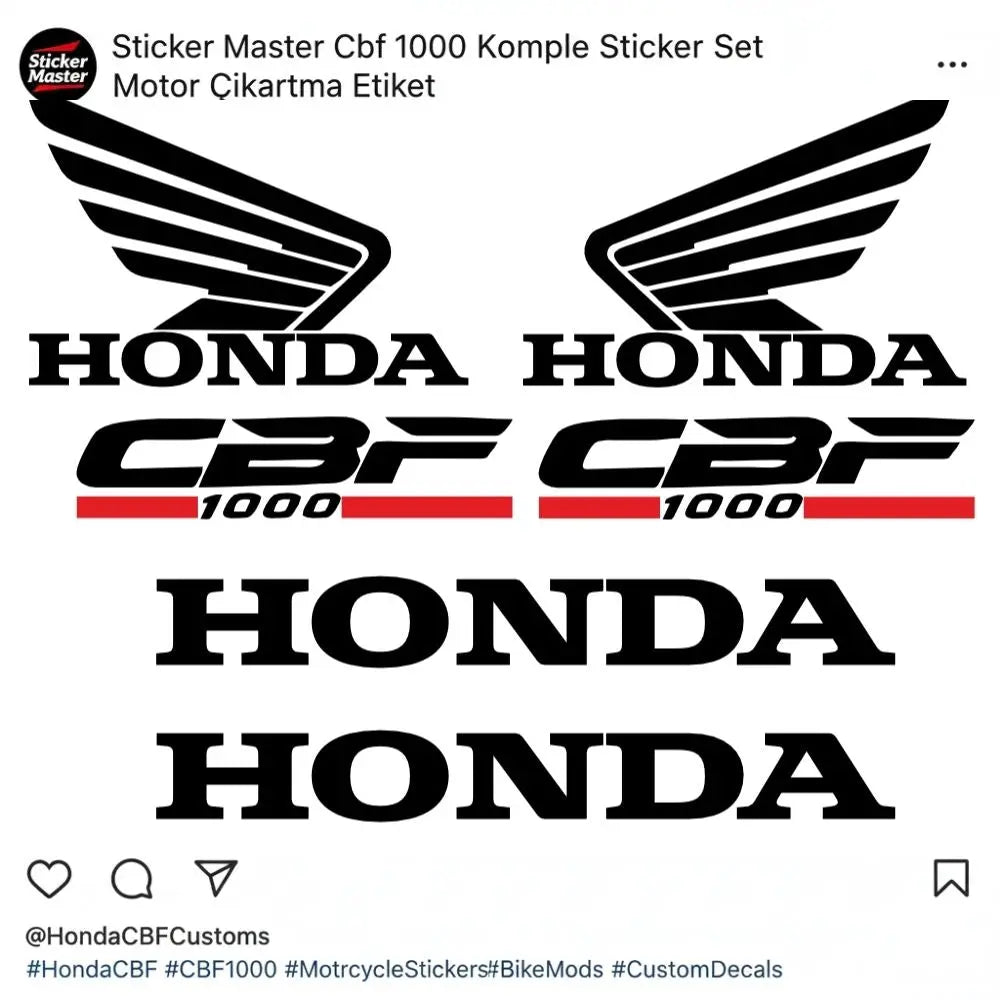 Sticker Master Cbf 1000 Komple Sticker Set Motor Çıkartma Etiket Sticker Master