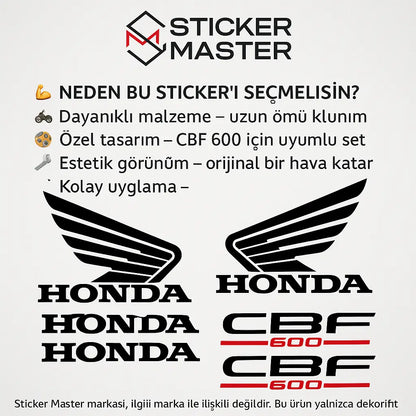 Sticker Master Cbf 600 Komple Sticker Set Motor Çıkartma Etiket Sticker Master