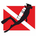 Dalış Dalgıç Sticker - Scuba Dalış Bayrağı ve Silüeti | Sticker Master