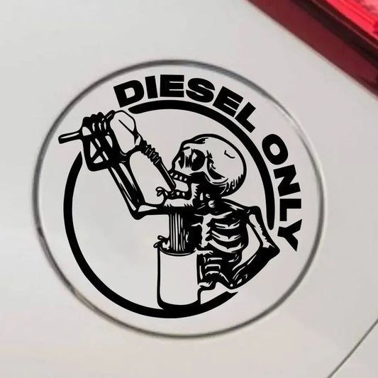 Sticker Master Diesel Only Skull Sticker – Araba Yakıt Deposu Kapağı İçin Dairesel Dekoratif Sticker | Su Geçirmez Vinil Etiket Sticker Master