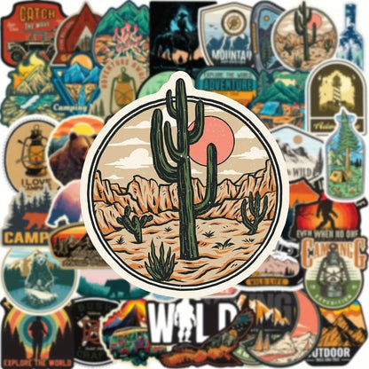 Sticker Master Doğa Macerası Sticker Seti (50 Adet) | Su Geçirmez Kamp & Outdoor Çıkartmaları - Sticker Master