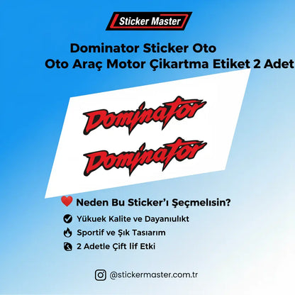 Sticker Master Dominator Sticker Oto Araç Motor Çıkartma Etiket 2 Adet Sticker Master