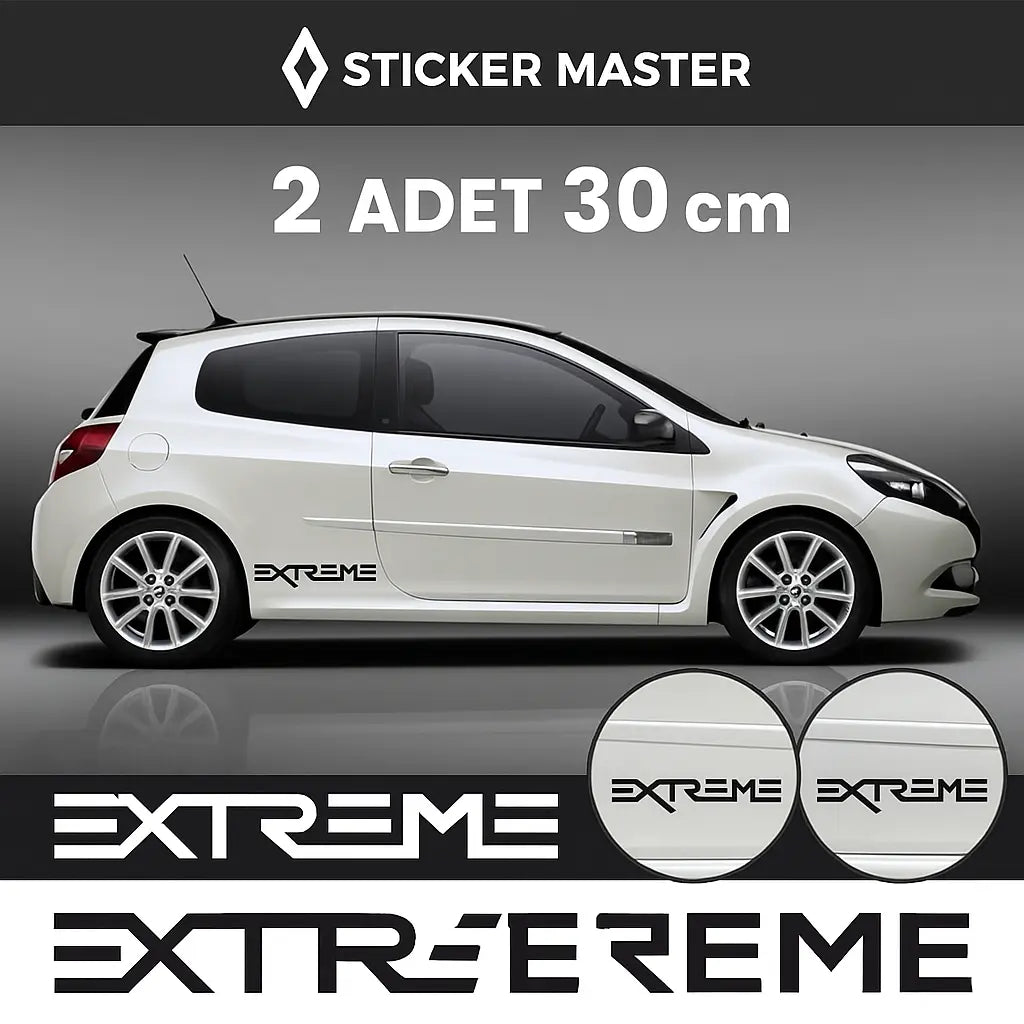 Sticker Master EXTREME Yan Gövde Sticker Seti – 2 Adet 30 cm Sağ & Sol Dayanıklı Vinil Decal Sticker Master