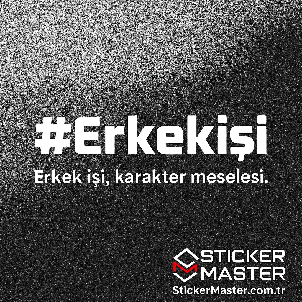 Sticker Master Erkek İşi Sticker - Motorsiklet, Kask, Laptop, Araba, Oto İçin Dayanıklı Etiket (20 x 5 cm, Beyaz) Sticker Master