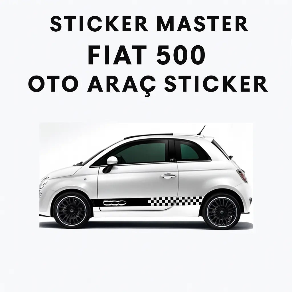 Sticker Master Fiat 500 Yan Kapı Şerit Oto Araç Sticker - Şahane Yarış Deseni Sticker Master