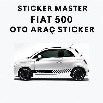 Sticker Master Fiat 500 Yan Kapı Şerit Oto Araç Sticker - Şahane Yarış Deseni Sticker Master