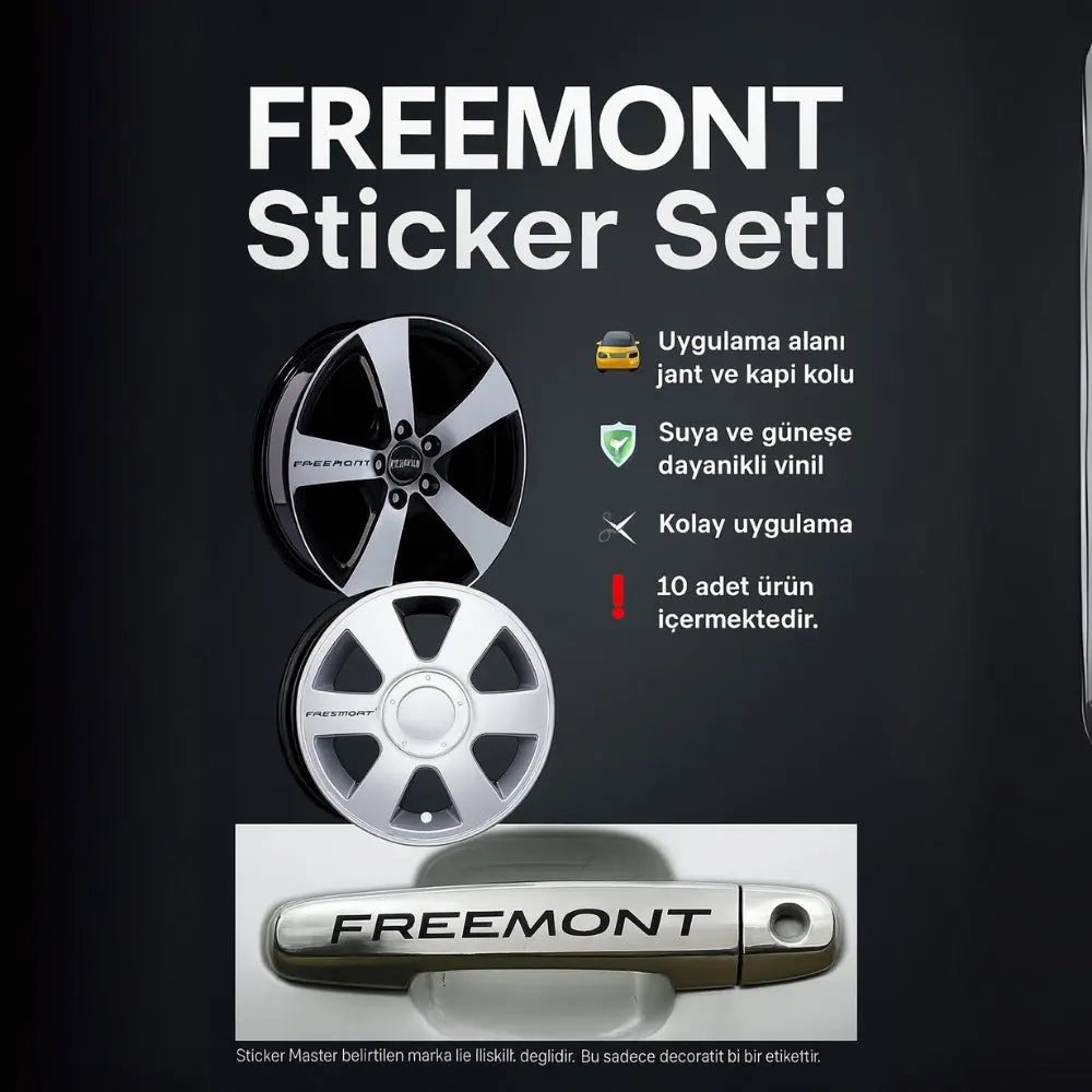 Sticker Master Fiat Freemont Kapı Kolu Jant Oto Araç Sticker Etiket - 10 Adet Sticker Master