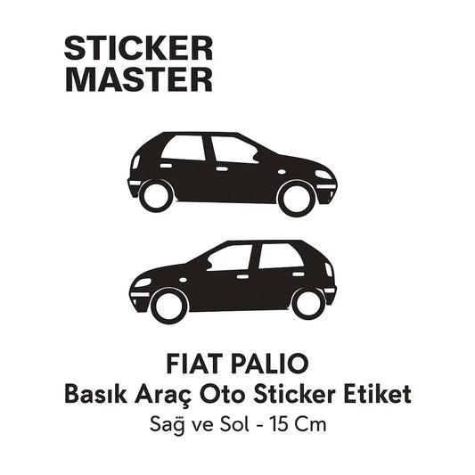 Sticker Master Fiat Palio Basık Araç Oto Sticker Etiket - Sağ ve Sol - 15 Cm Sticker Master