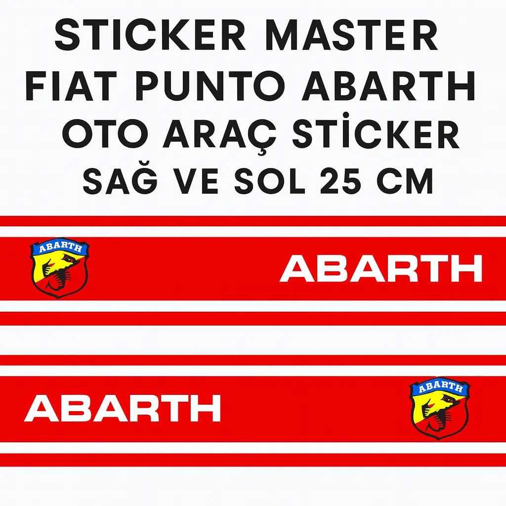 Sticker Master Fiat Punto Abarth Oto Araç Sticker - Sağ ve Sol 25 Cm Sticker Master