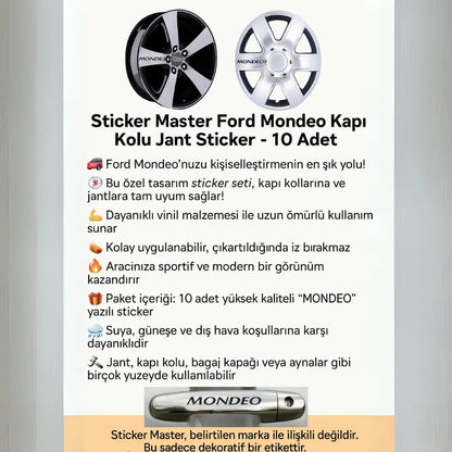Sticker Master Ford Mondeo Kapı Kolu Jant Sticker - 10 Adet Sticker Master