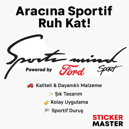 Sticker Master Ford Sport Mind Oto Araç & SUV Sticker - Sportif Tasarım - 30 Cm Sticker Master