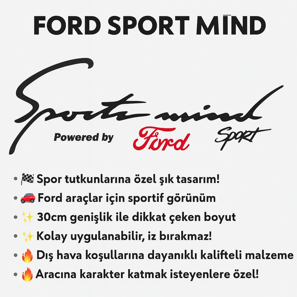 Sticker Master Ford Sport Mind Oto Araç & SUV Sticker - Sportif Tasarım - 30 Cm Sticker Master