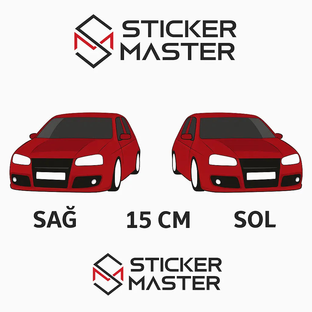 Sticker Master Golf MK5 Basık Araç Sticker Seti – Sağ & Sol 15 cm Sticker Master