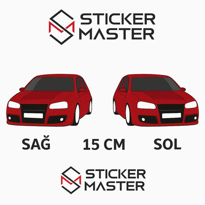 Sticker Master Golf MK5 Basık Araç Sticker Seti – Sağ & Sol 15 cm Sticker Master