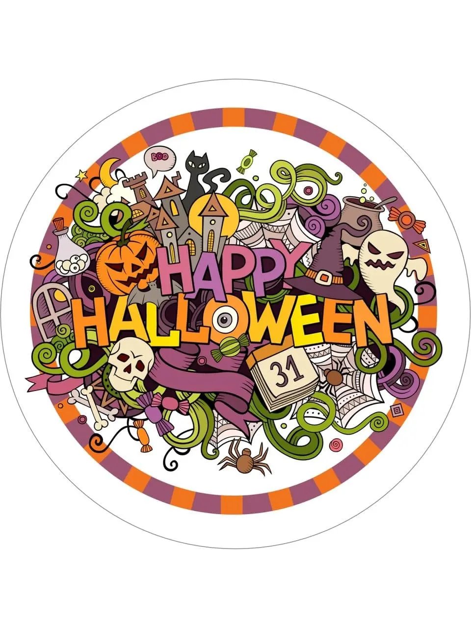 Sticker Master Happy Halloween Yılbaşı Sticker 40 Adet 5 Cm Etiket Yapışkanlı