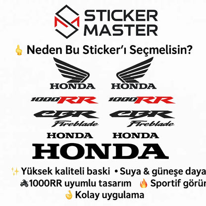 Sticker Master Honda 1000RR Komple Sticker Set Motor Çıkartma Etiket Sticker Master
