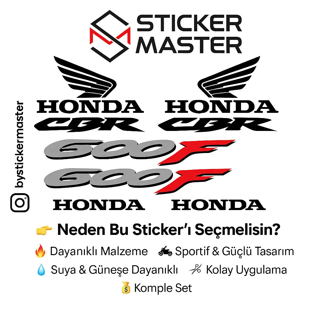 Sticker Master Honda 600F Komple Sticker Set Motor Çıkartma Etiket Sticker Master