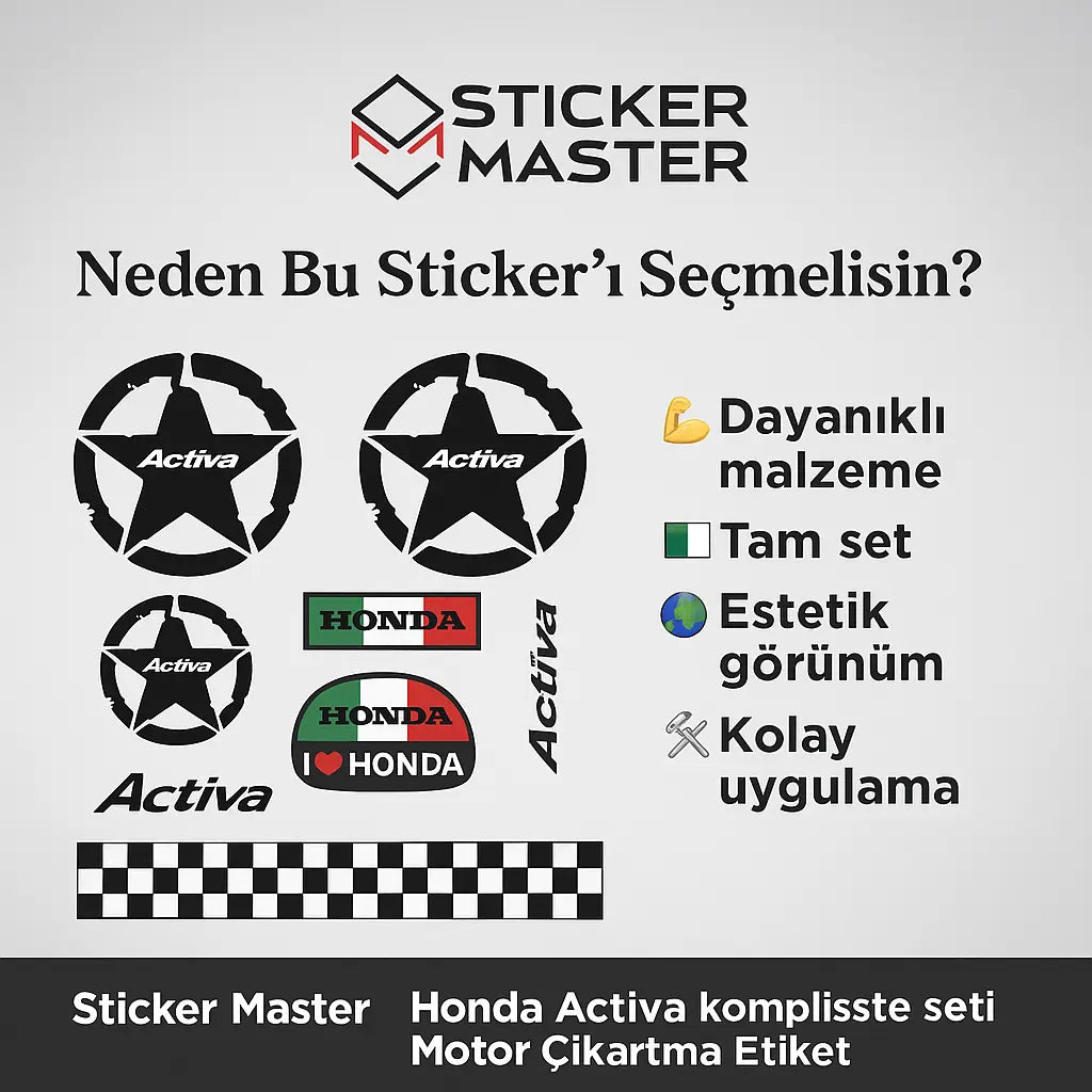 Sticker Master Honda Activa Komple Sticker Set Motor Çıkartma Etiket Sticker Master